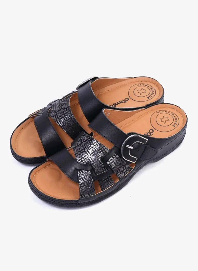 Comfort Plus Comfort Plus Stylish and Comfortable Double Buckle Sandals Black